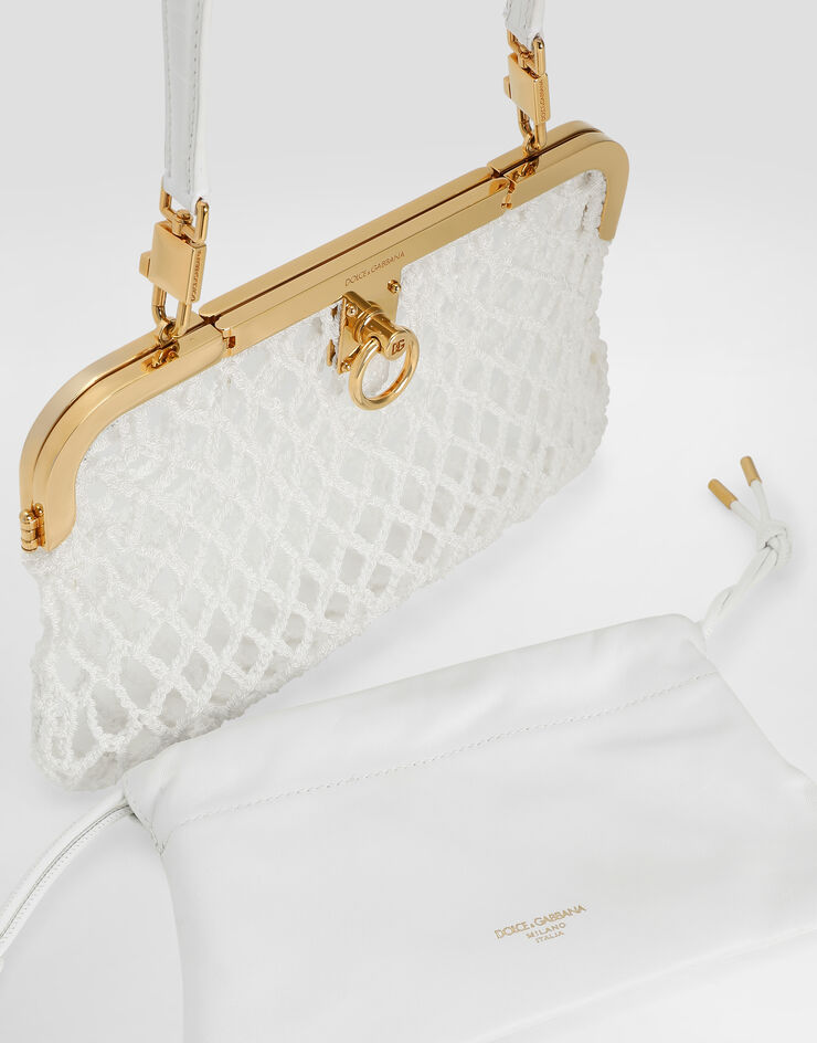 Dolce & Gabbana Amanda handbag in mesh and palmellato calfskin White BB7920A0699