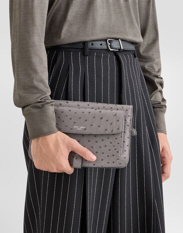 Dolce & Gabbana Ostrich leather clutch Grey BM2770A8K00