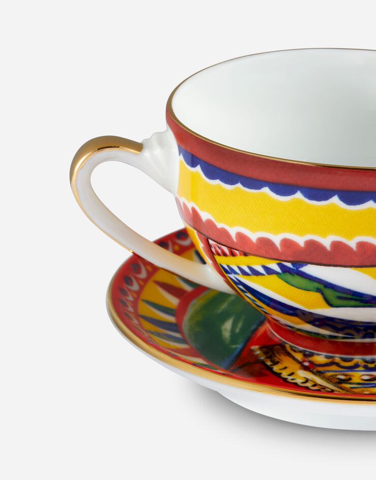 Dolce & Gabbana Taza de té con platillo de porcelana Multicolor TC0102TCA22