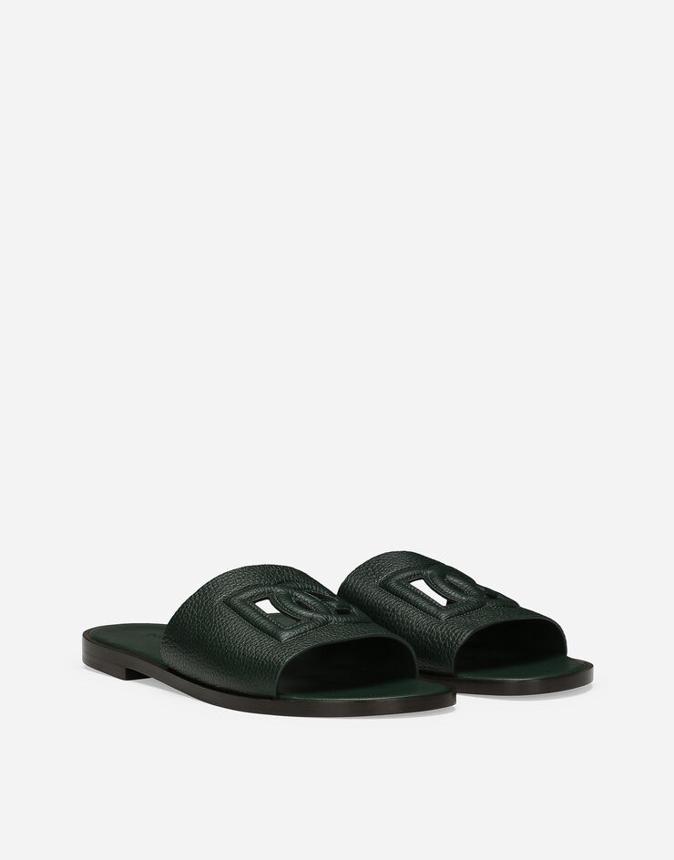 Dolce & Gabbana Deerskin sliders Green A80397A8034