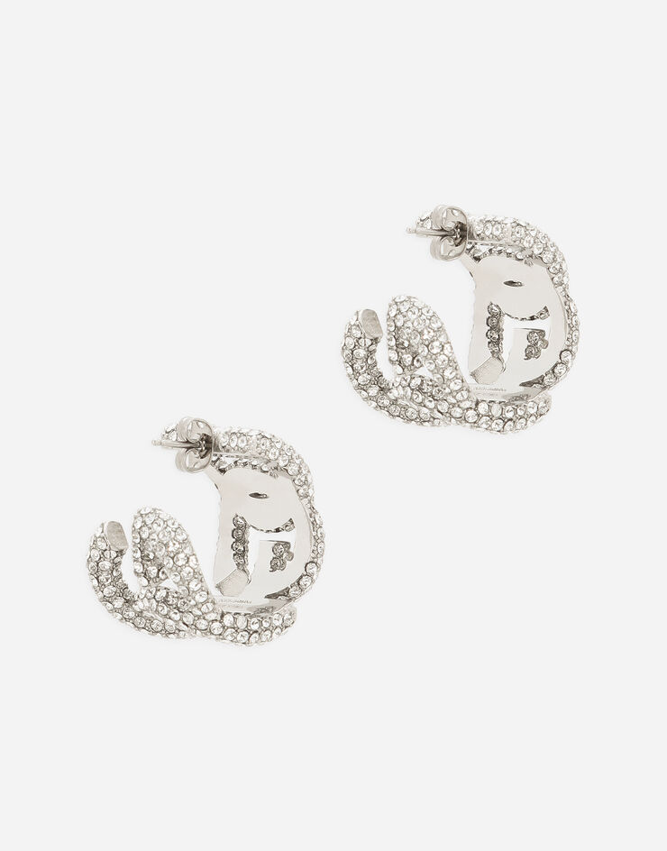 Dolce&Gabbana Rhinestone earrings with DG logo Silver WEP8S3W1111