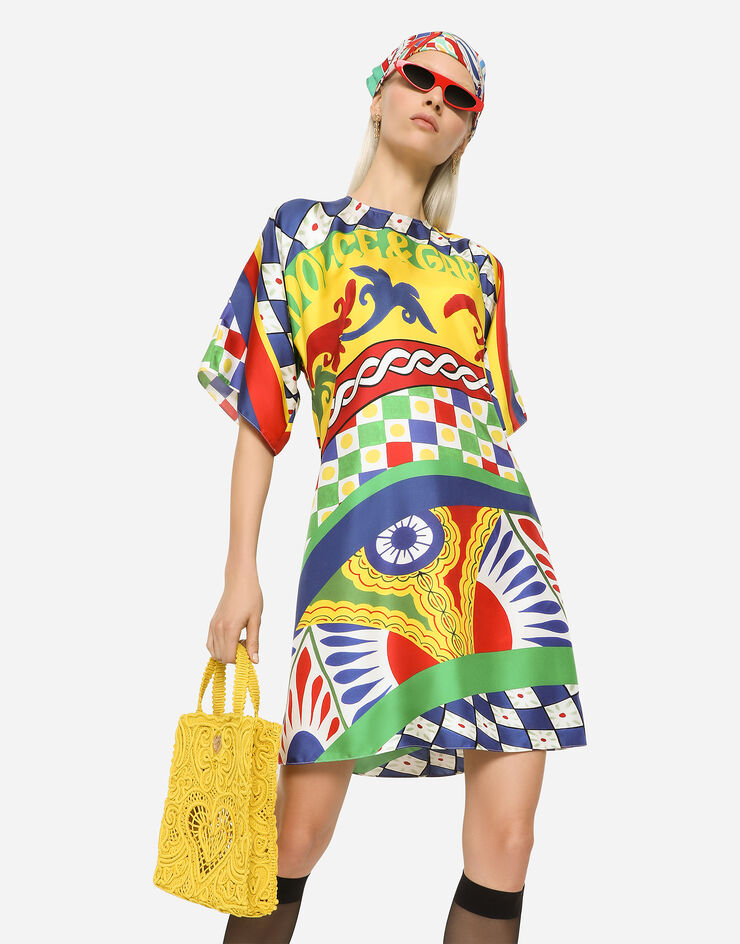 Dolce&Gabbana Short Carretto-print twill dress Multicolor F6ALLTHI1MM