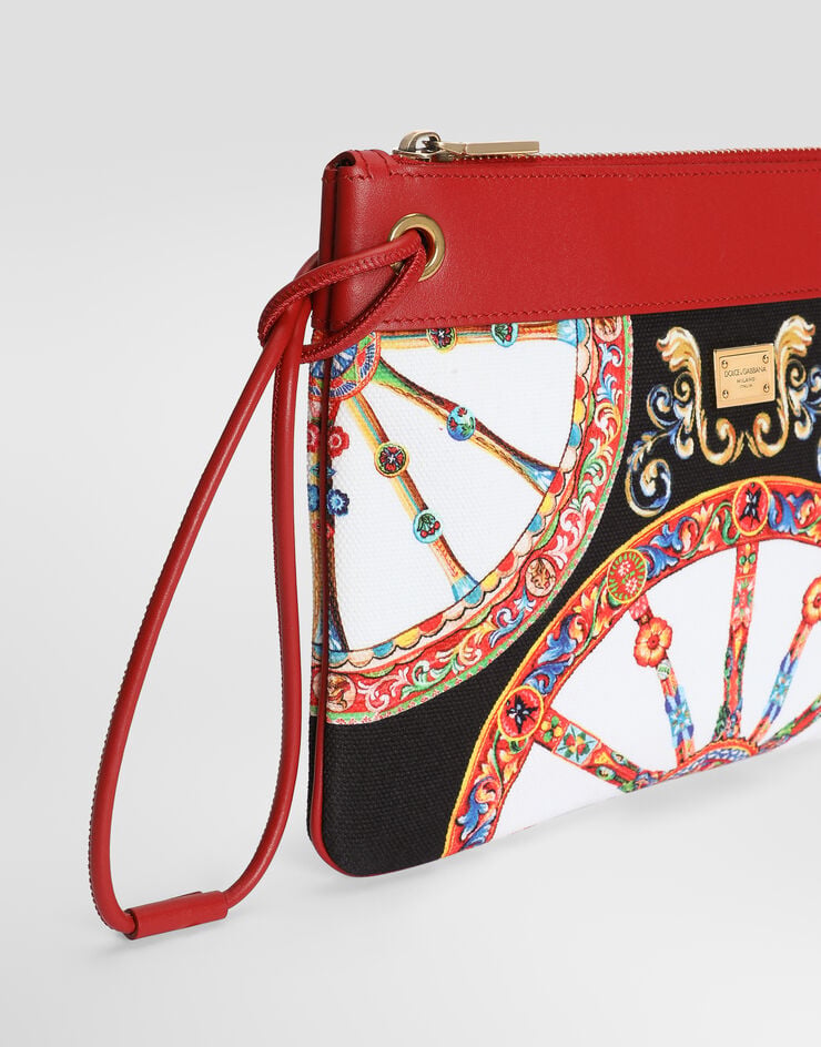 Dolce & Gabbana Toiletry bag in carretto-print canvas Multicolor BI3426A0417