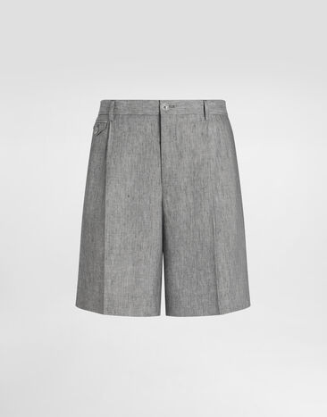 Dolce & Gabbana Pantalón en tela de lino Gris GP13STFU4MF