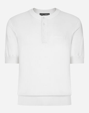 Dolce & Gabbana Camiseta panadera de seda con logotipo Dolce&Gabbana bordado Imprima GXV29TJBSJL