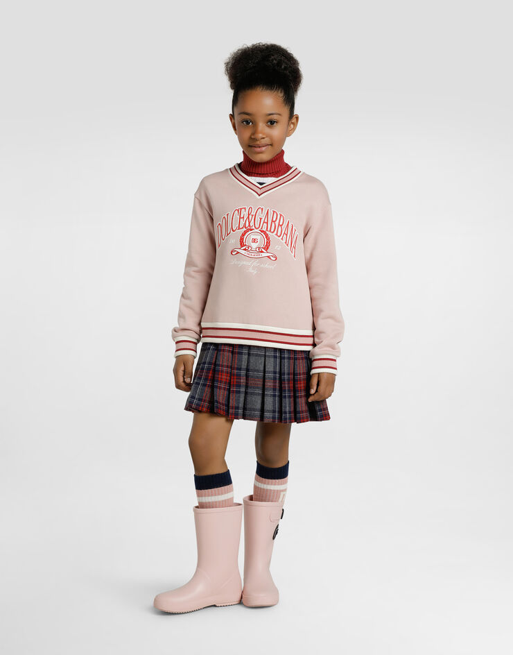 Dolce & Gabbana Fleece and tartan dress with Dolce&Gabbana print Multicolor L5JDAKG7PHB