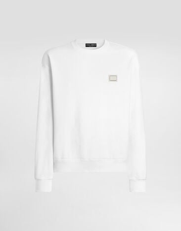 Dolce & Gabbana Jersey sweatshirt with logo plate White G9AHSTG7Q2O