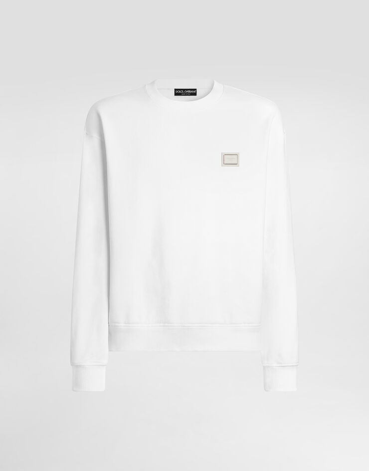 Dolce & Gabbana Jersey sweatshirt with logo plate Dolce & Gabbana Jersey sweatshirt with logo plate White G9AHSTG7Q2O