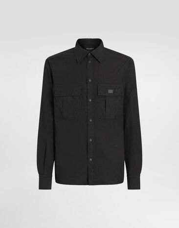 Dolce & Gabbana قميص قطني ببطاقة أسود G5MR9TG8MH8