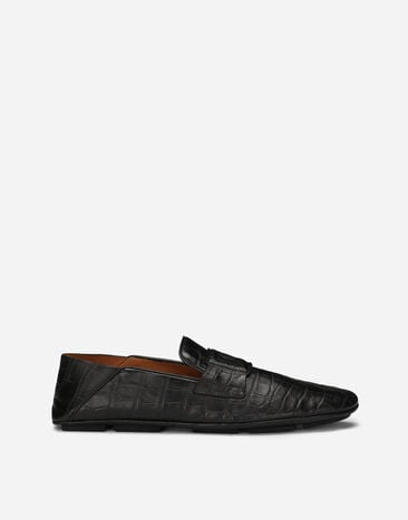 Dolce & Gabbana Driver aus Kalbsleder Krokoprägung Schwarz A50583AS422