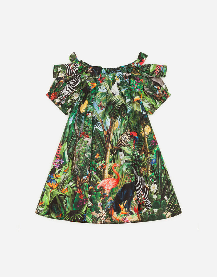 Dolce & Gabbana BAGGY DRESS IN POPLIN WITH JUNGLE PRINT MULTICOLORED L22DI9G7WOE