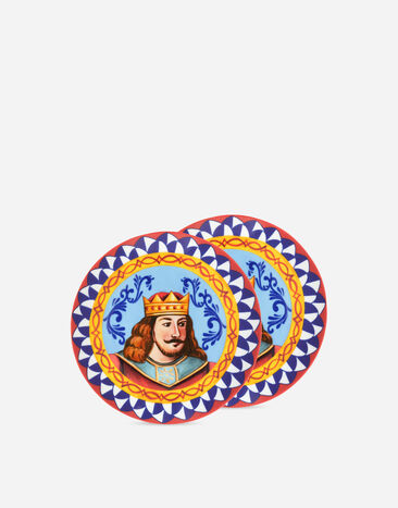 Dolce & Gabbana Set 2 Porcelain Bread Plates Multicolor TC0S02TCA88