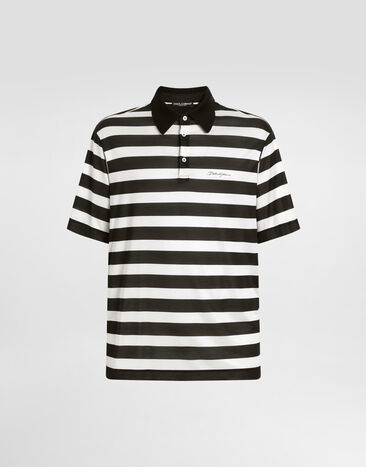 Dolce & Gabbana Short-sleeved silk jersey polo-shirt with striped print Multicolor G8RV9TG7O8F