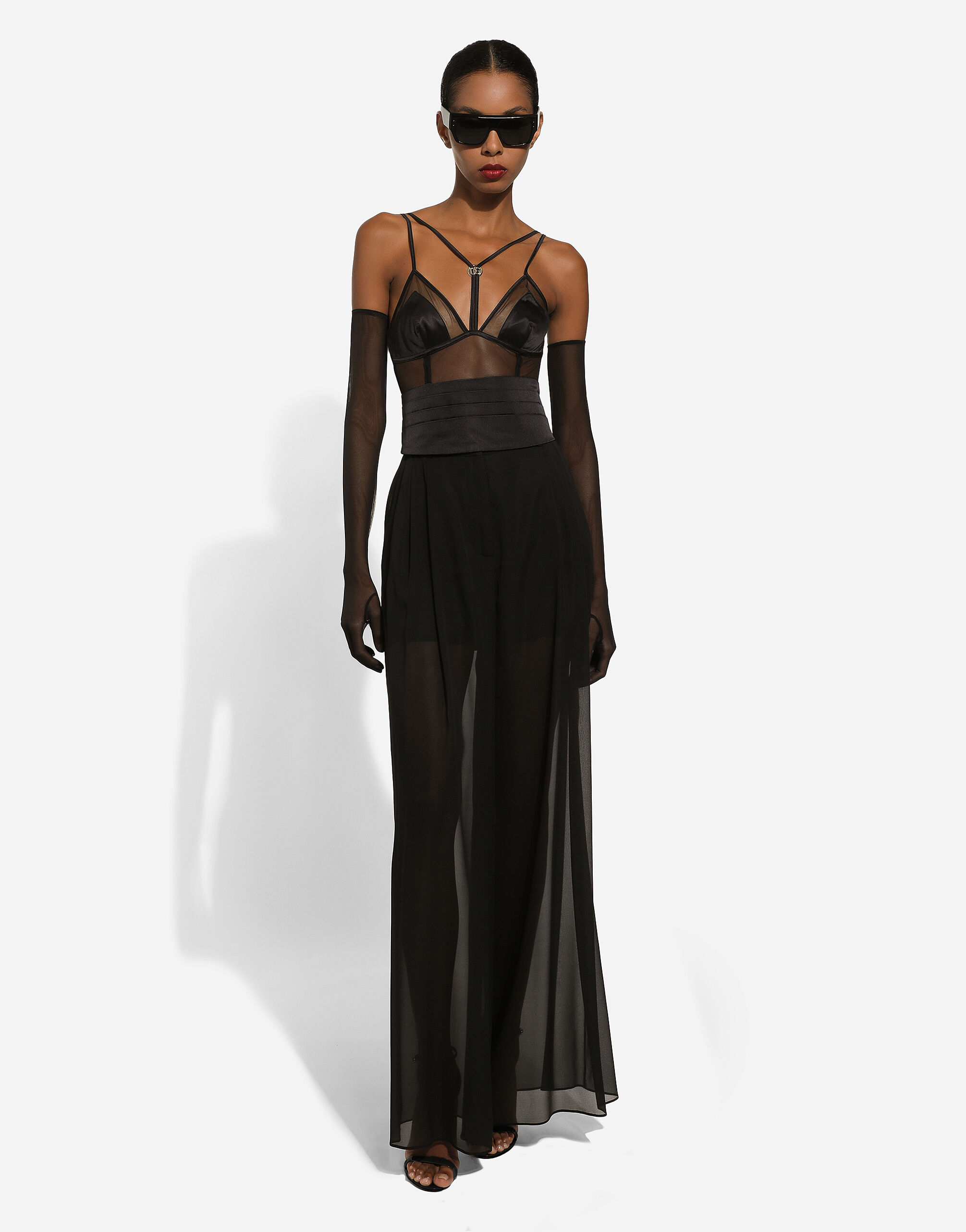 ブラジャー DOLCE & GABBANA SATIN AND TULLE TRIANGLE BRA Dolce & Gabbana Satin, Lace And Tulle Triangle Bra In Black