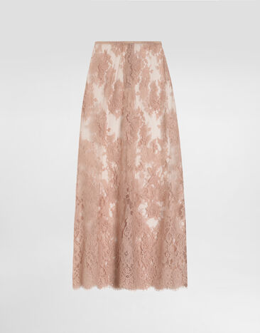 Dolce & Gabbana Chantilly lace midi skirt Pink F4DEVTILMC0
