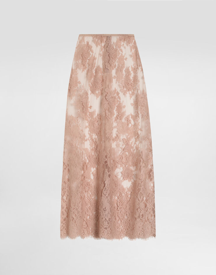 Dolce & Gabbana Chantilly lace midi skirt Pink F4DEVTILMC0
