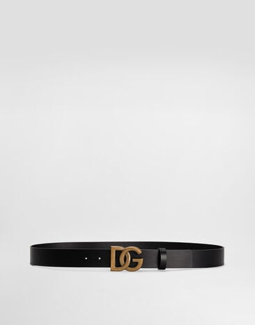 Dolce & Gabbana Cinturón de cuero de lujo con hebilla con logotipo DG cruzado Negro BC4644AX622