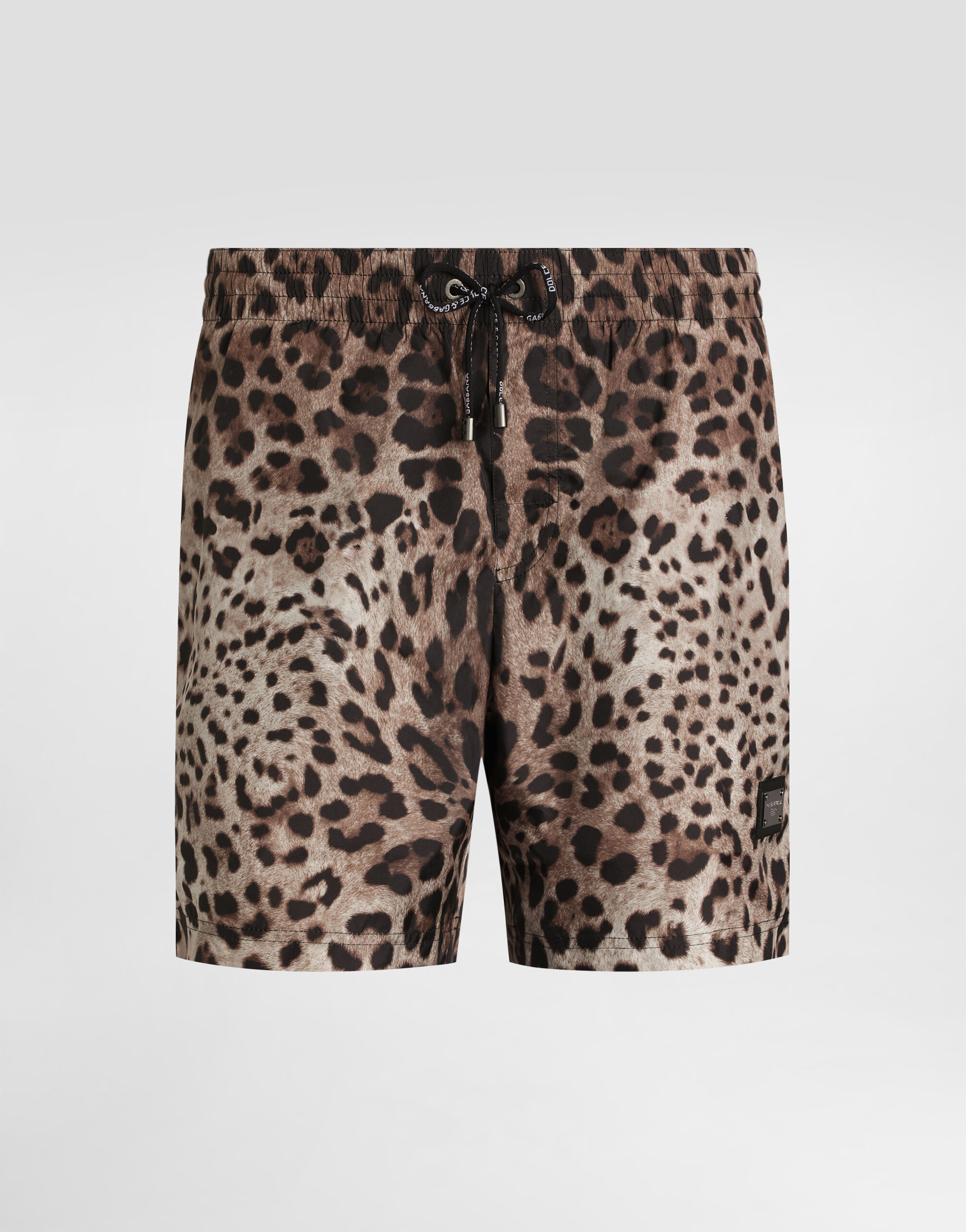 Dolce & Gabbana Mid-length swim trunks with leopard print Print M4A09JHPGFI