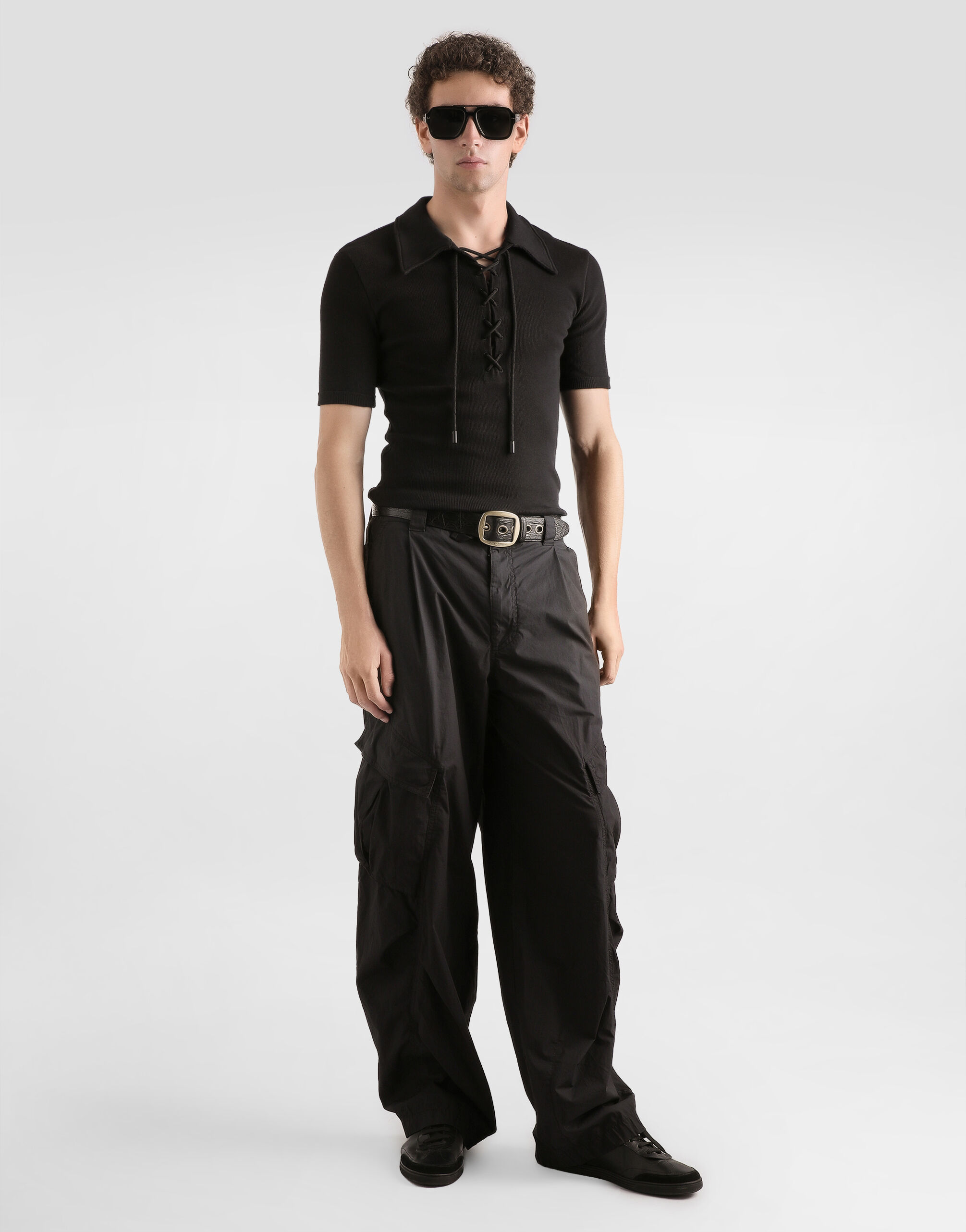 Blackのメンズ コットン インターロック ポロ Tシャツ | Dolce&Gabbana®