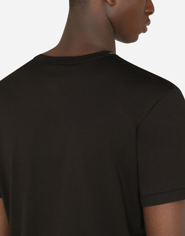 Dolce & Gabbana Black Statement Cotton Crew Neck Men T-shirt