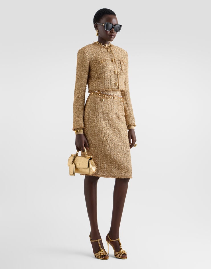 Dolce & Gabbana Lamé tweed skirt Dolce & Gabbana Lamé tweed skirt Gold F4DGGZHUMXR