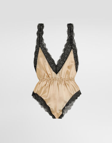 Dolce & Gabbana Satin and lace bodysuit Beige O9A46TON0F7