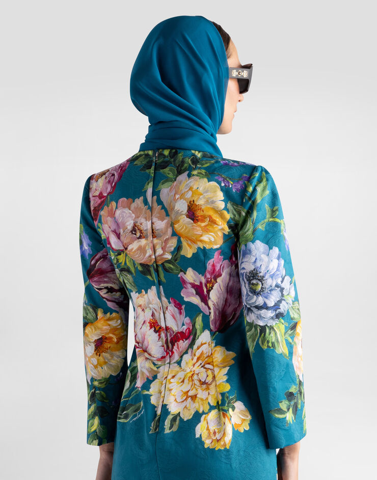 Dolce & Gabbana Peony and rose-print brocade long dress Multicolor I6KZBWFSFO1