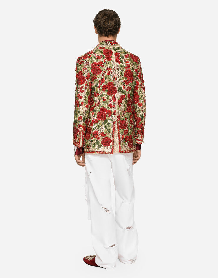 Dolce & Gabbana Tailored Taormina-fit jacket in embroidered silk mikado Multicolor G2SK0ZGG138