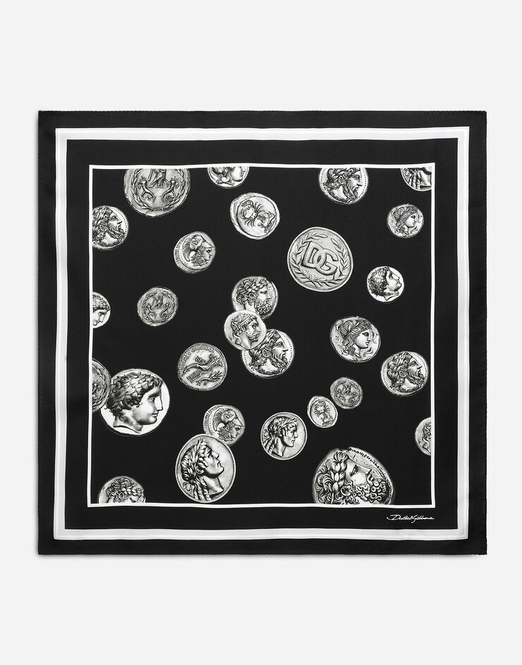 Dolce&Gabbana Coin print silk bandanna (50x50) Black GQ704EG0THR