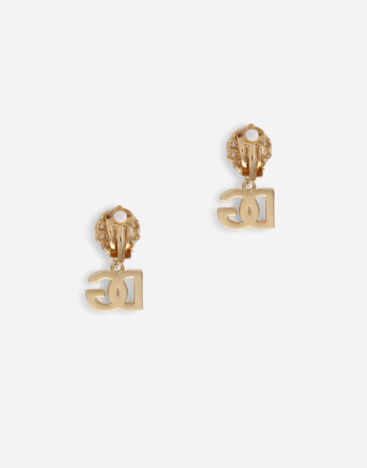 Dolce & Gabbana Серьги-клипсы с жемчужинами и подвесками в виде логотипа DG золотой WEN7P3W1111