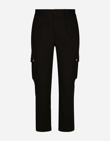 Dolce & Gabbana Pantalon cargo en coton avec plaquette à logo Noir VG6184VN187