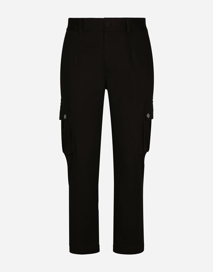 Dolce & Gabbana Cotton cargo pants with branded tag Black GVB4ETFUFJU