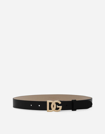 Dolce & Gabbana Calfskin belt with DG logo Black EE0068A1065