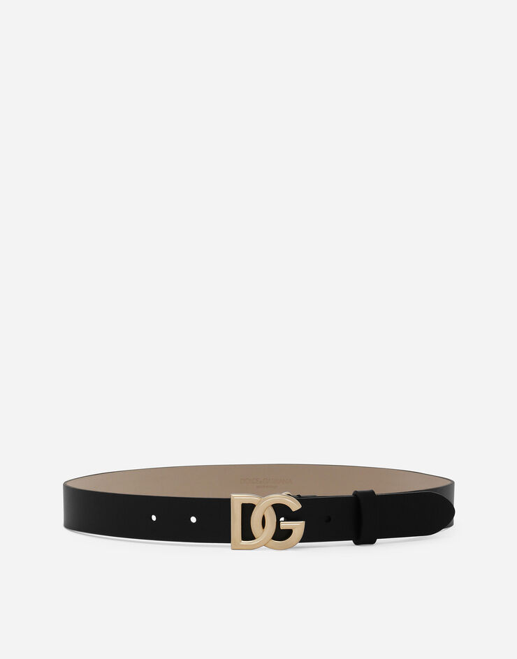 Dolce & Gabbana Calfskin belt with DG logo Black EE0068A1065