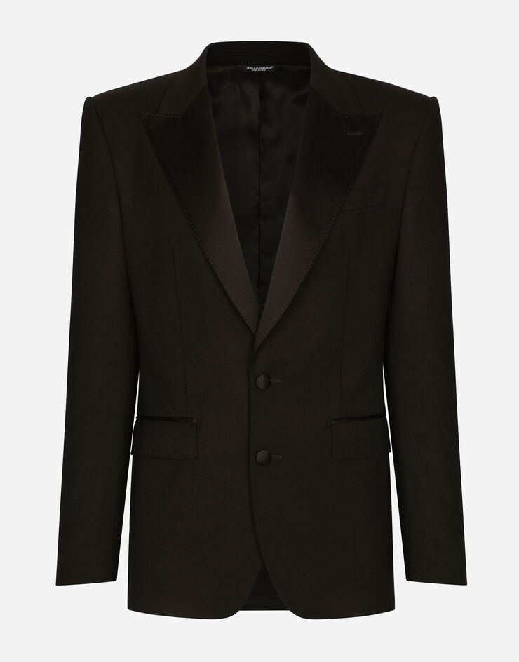 Dolce & Gabbana Однобортный пиджак-смокинг Sicilia из эластичной шерсти черный G2PQ4TGG150