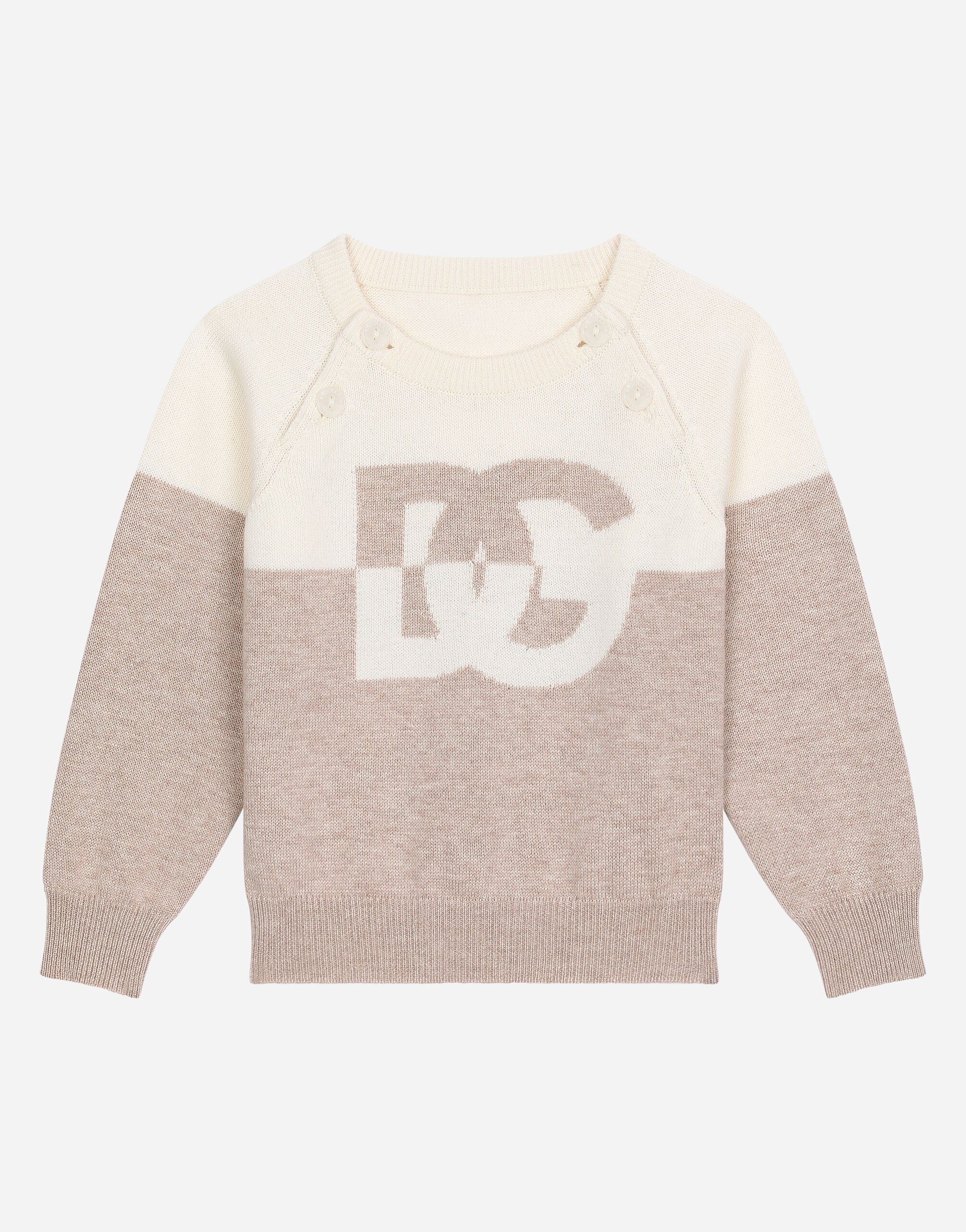 Dolce & Gabbana Plain-knit cotton sweatshirt with DG logo White L1JTEYG7K7R