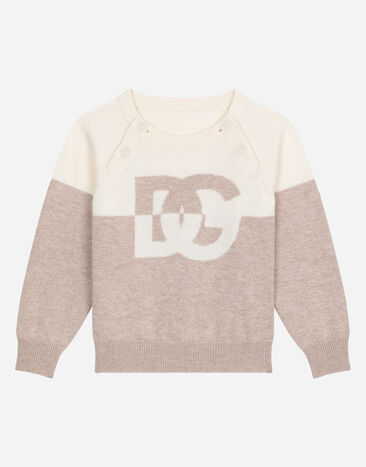 Dolce & Gabbana Plain-knit cotton sweatshirt with DG logo Print L1JTEYII7ED