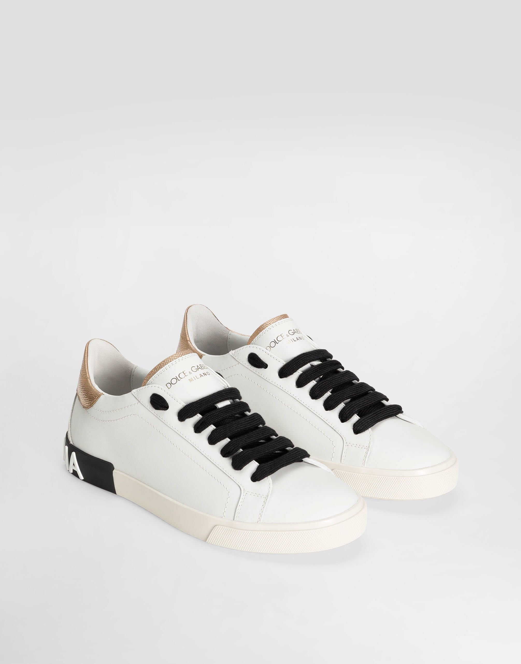 Portofino vintage calfskin sneakers in White for Women