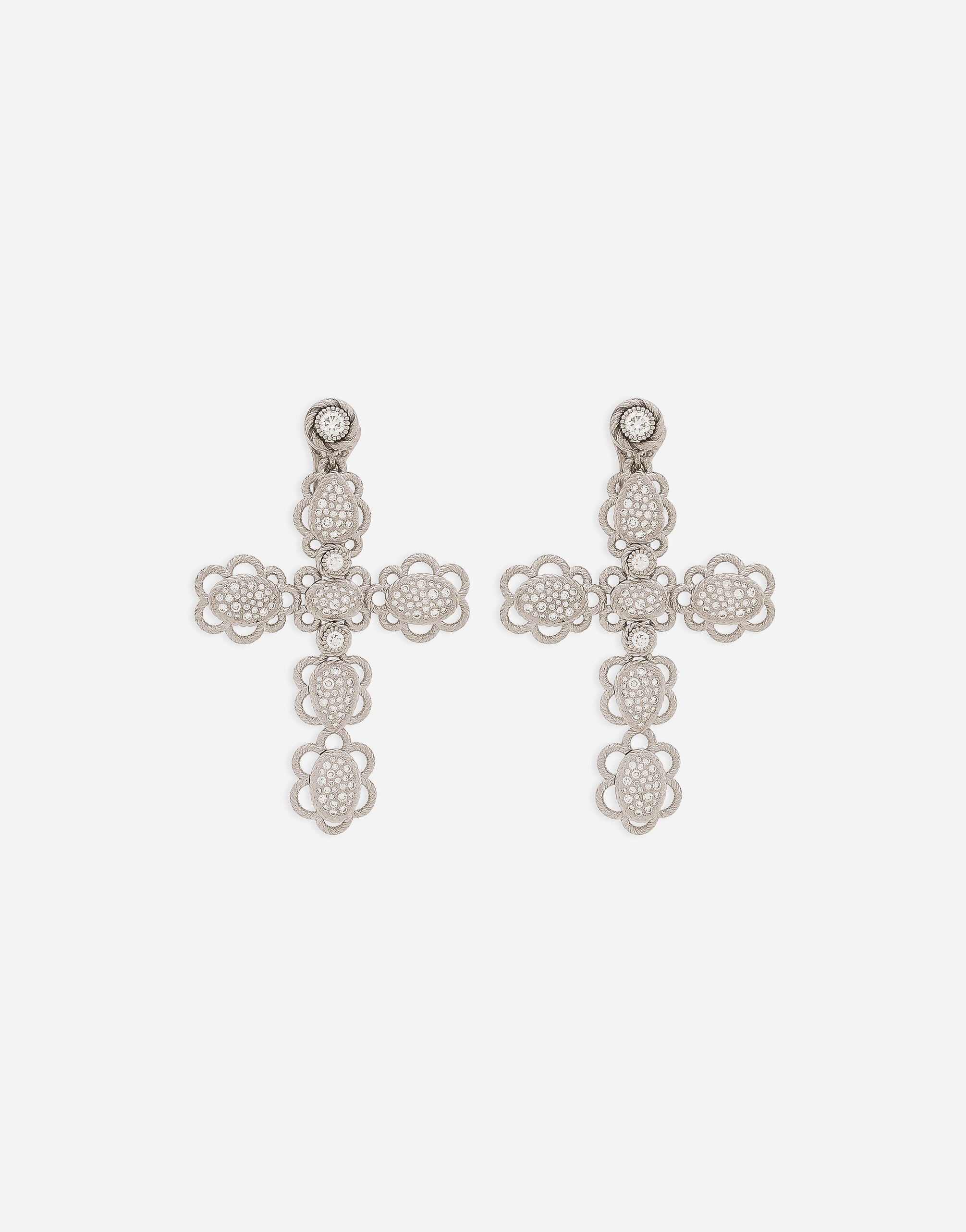 Dolce & Gabbana Easy Diamond earrings in white gold 18kt and diamonds pavé Weiss WEQD4GWPAVE