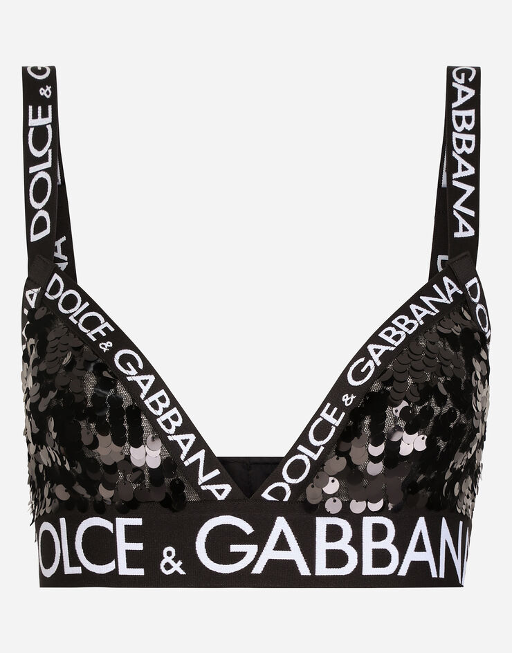 Dolce & Gabbana Sequined triangle bra Black O1C02TFLSA8