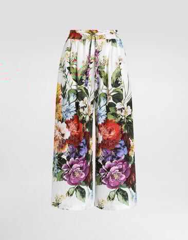 Dolce & Gabbana Hose aus Popeline mit Blumenbouquet-Print Drucken FTDCXTHS5TR