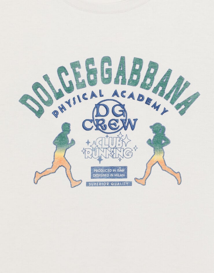 Dolce & Gabbana Cotton t-shirt with print and embroidery Dolce & Gabbana Cotton t-shirt with print and embroidery Grey G8TI9ZG7PPB
