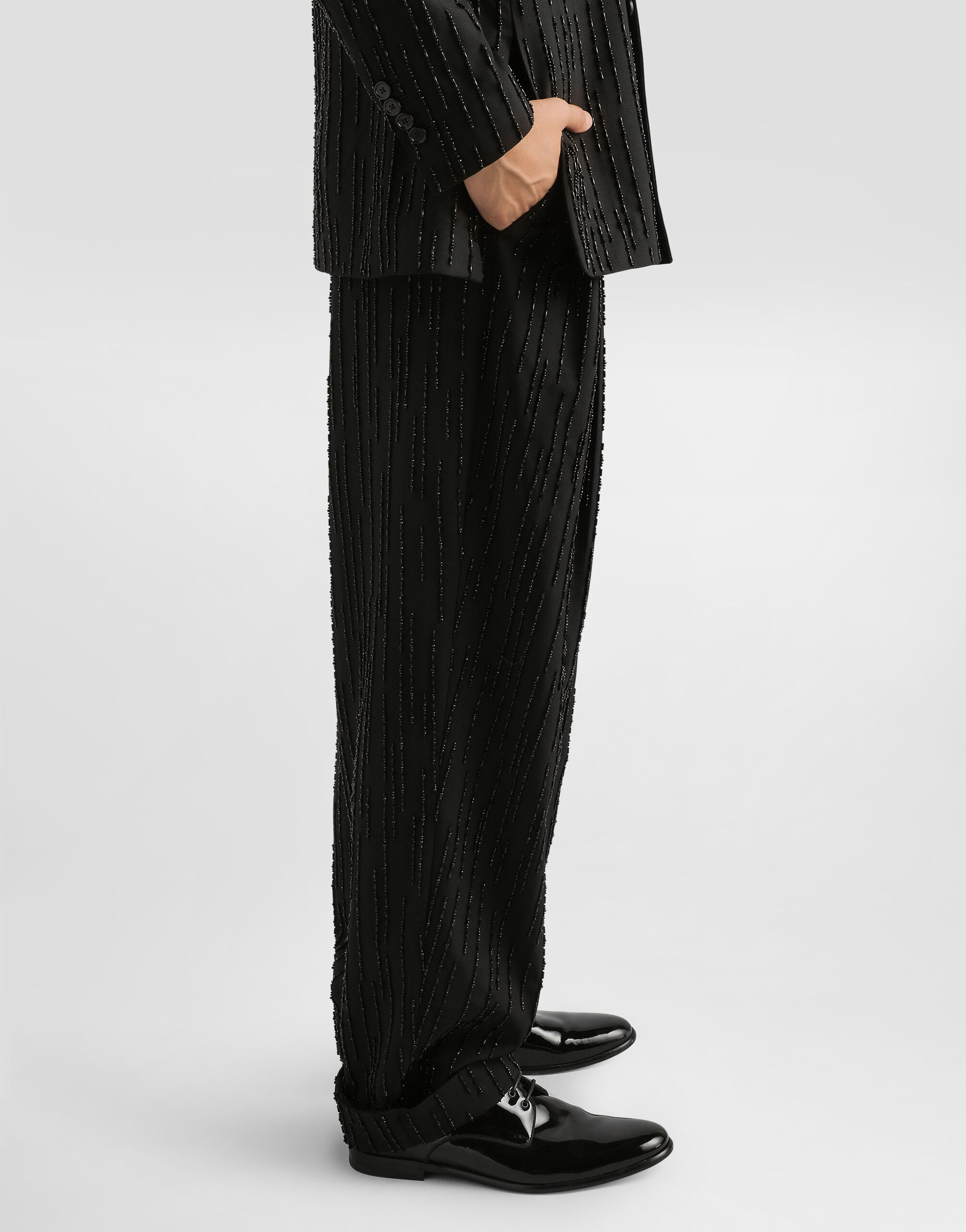 Virgin wool trousers with embroidery in Multicolor for Men