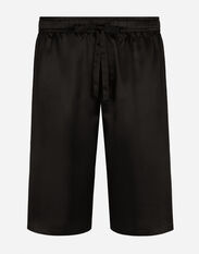 Dolce&Gabbana Silk satin jogging shorts with metal DG logo Grey G041KTGG914