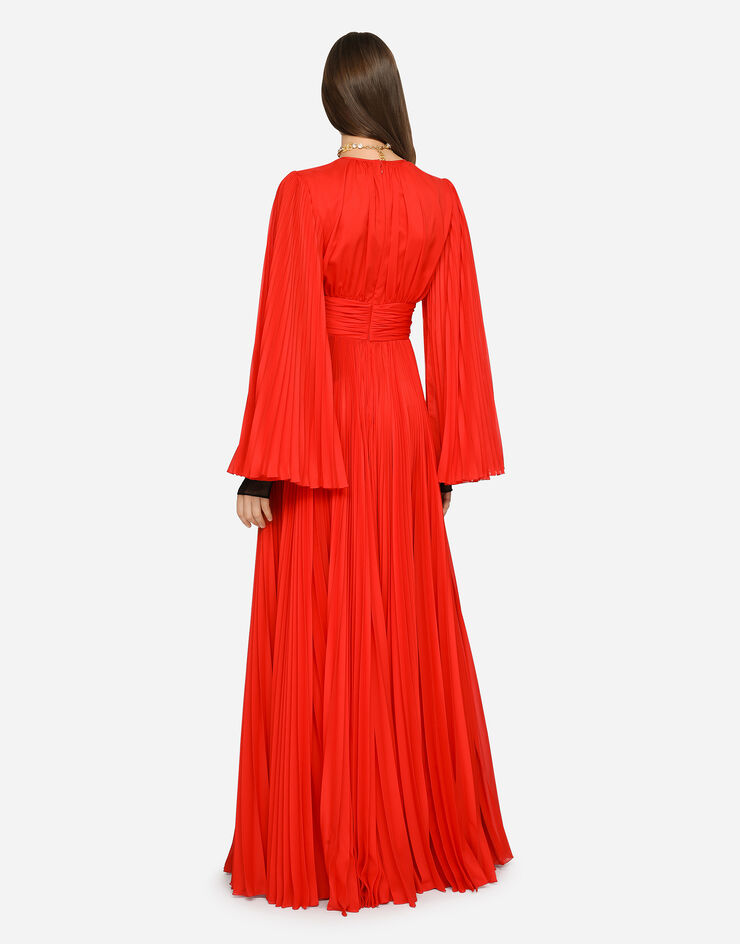 Dolce & Gabbana Long chiffon dress Red F6AVSTFUSXO