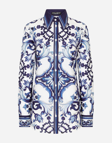 Dolce&Gabbana Majolica-print poplin shirt Multicolor F5J51THH5AW