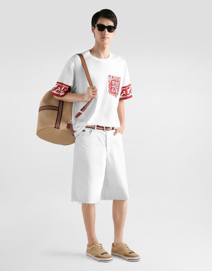 Dolce & Gabbana Majolica-print t-shirt in cotton Dolce & Gabbana Majolica-print t-shirt in cotton Multicolor G8SB2TG7P5H