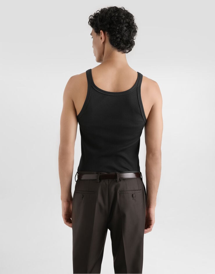Dolce & Gabbana Ribbed cotton tank top Brown G8SY5TFU7AV