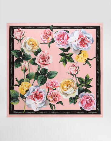 Dolce & Gabbana Rose and peony-print silk twill foulard (90x90) Gold WNR4C5W1111