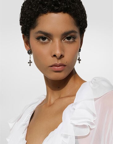 Dolce & Gabbana Drop earrings with crosses Black WEQ4S2W1111